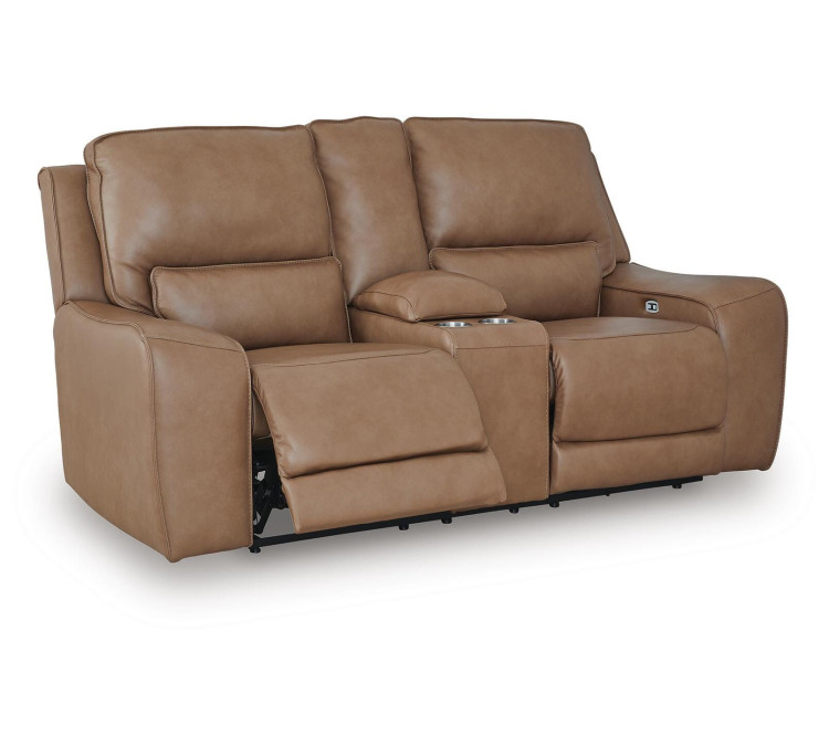Silverbrooke Power Reclining Loveseat with Console - Caramel