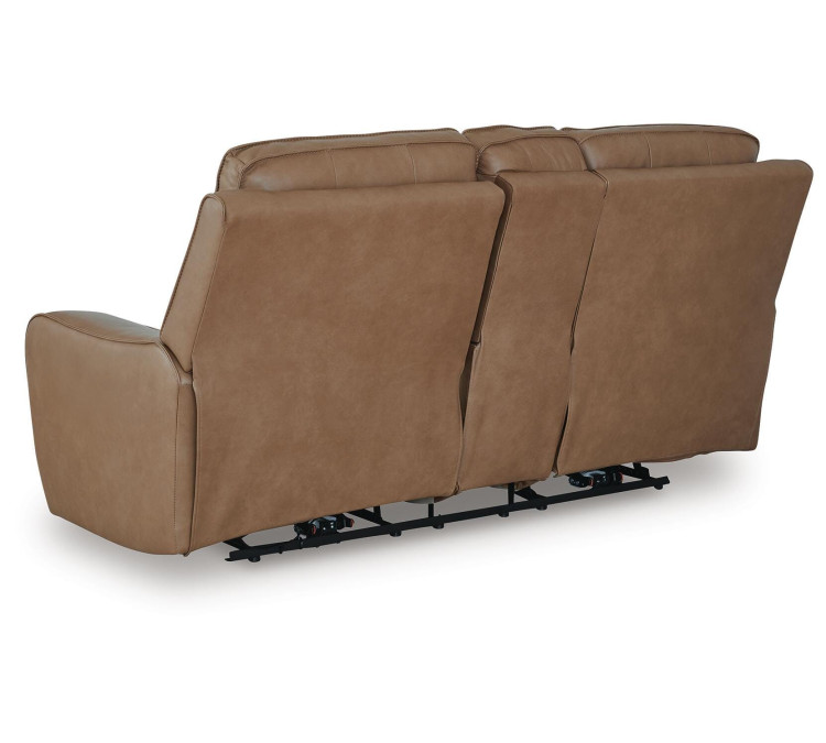 Silverbrooke Power Reclining Loveseat with Console - Caramel