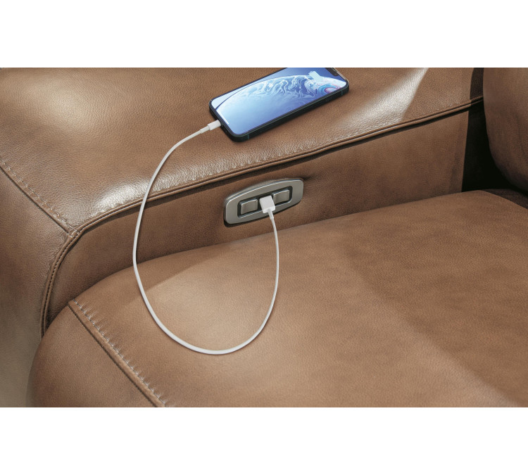Silverbrooke Power Reclining Loveseat with Console - Caramel