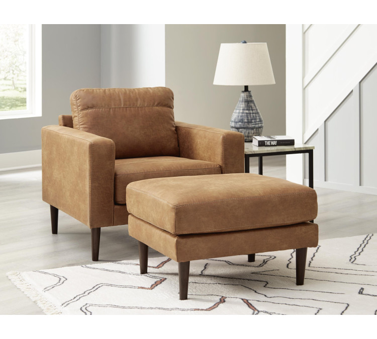 Telora Chair and Ottoman - Caramel