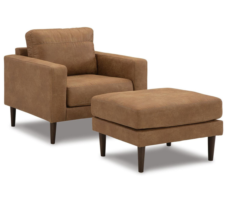 Telora Chair and Ottoman - Caramel