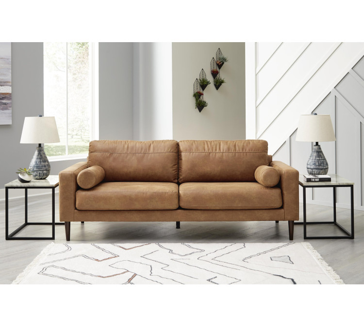 Telora Sofa, Loveseat, Chair and Ottoman - Caramel