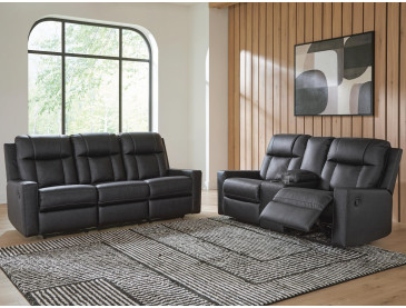 Mackmenville Reclining Sofa and Reclining Loveseat with Console - Carbon