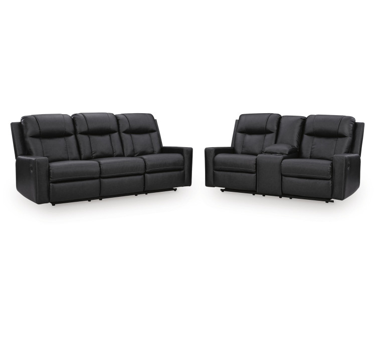 Mackmenville Reclining Sofa and Reclining Loveseat with Console - Carbon
