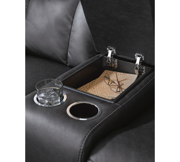 Mackmenville Reclining Sofa and Reclining Loveseat with Console - Carbon