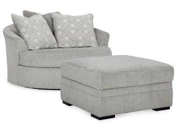 Casselbury Chair and Ottoman - Cement
