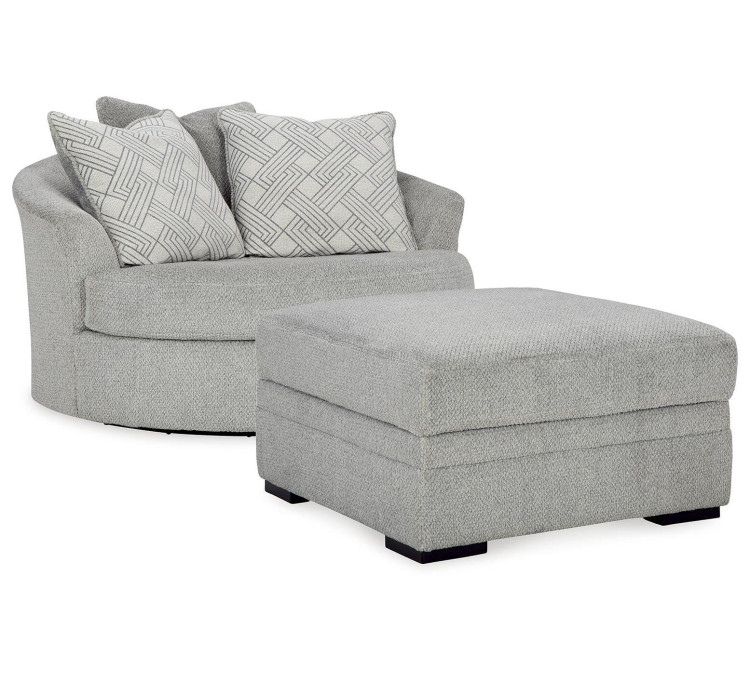 Casselbury Chair and Ottoman - Cement