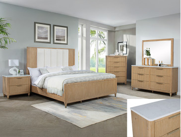 KARA BEDROOM GROUP - QUEEN / Cerused Natural