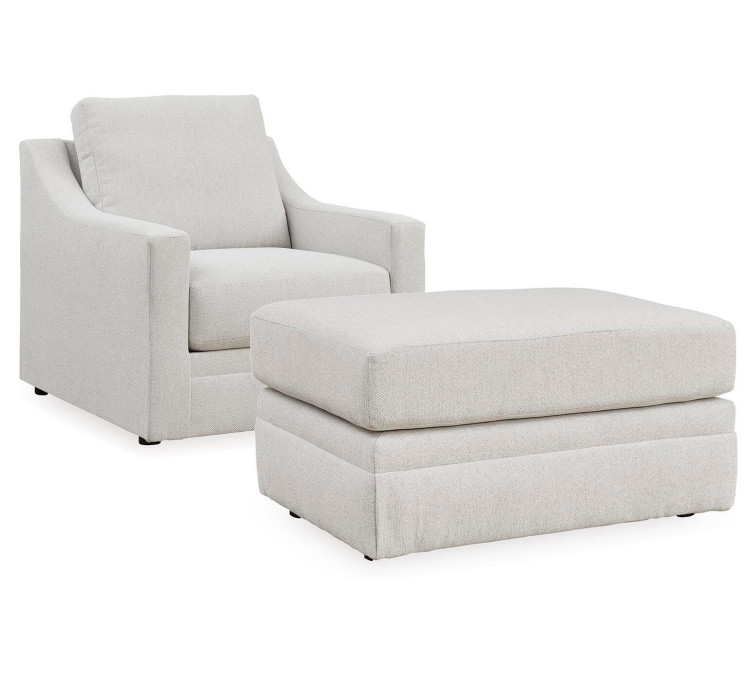 Maitelynn Chair and Ottoman - Chalk