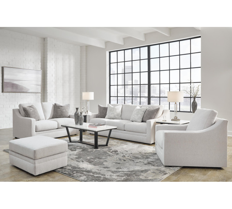 Maitelynn Sofa, Loveseat, Chair and Ottoman - Chalk