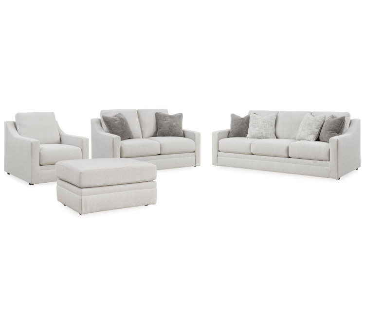 Maitelynn Sofa, Loveseat, Chair and Ottoman - Chalk