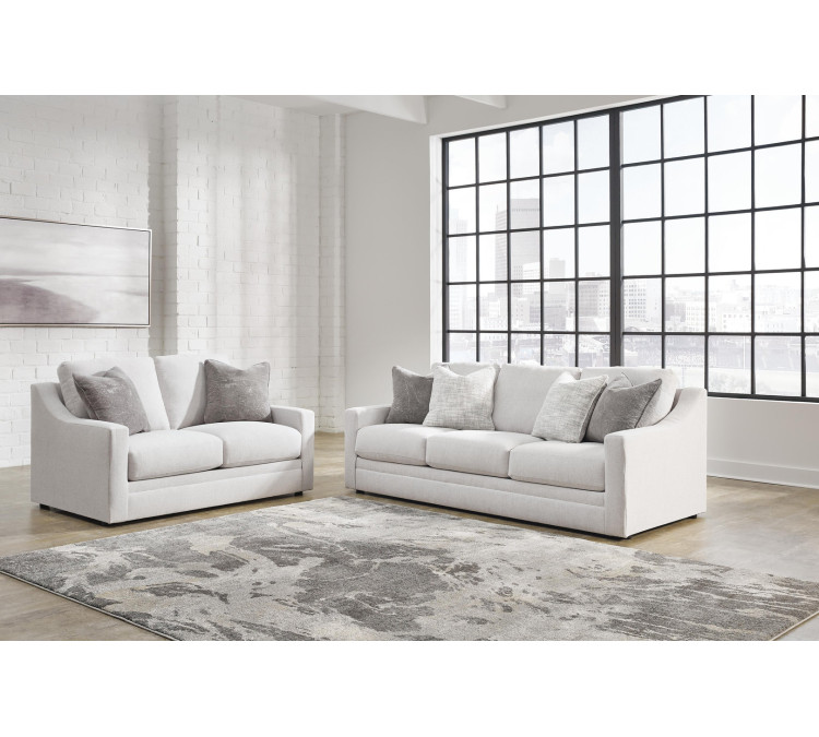 Maitelynn Sofa, Loveseat, Chair and Ottoman - Chalk