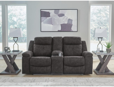 Brysonview Reclining Loveseat with Console - Charcoal