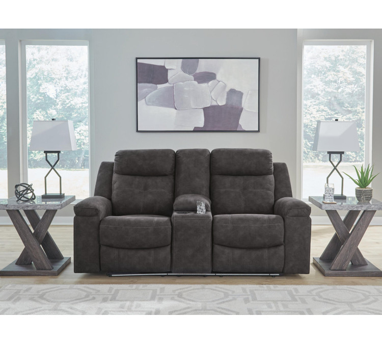 Brysonview Reclining Loveseat with Console - Charcoal