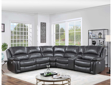 Denver Dual/Power 6/Piece Sectional - Charcoal