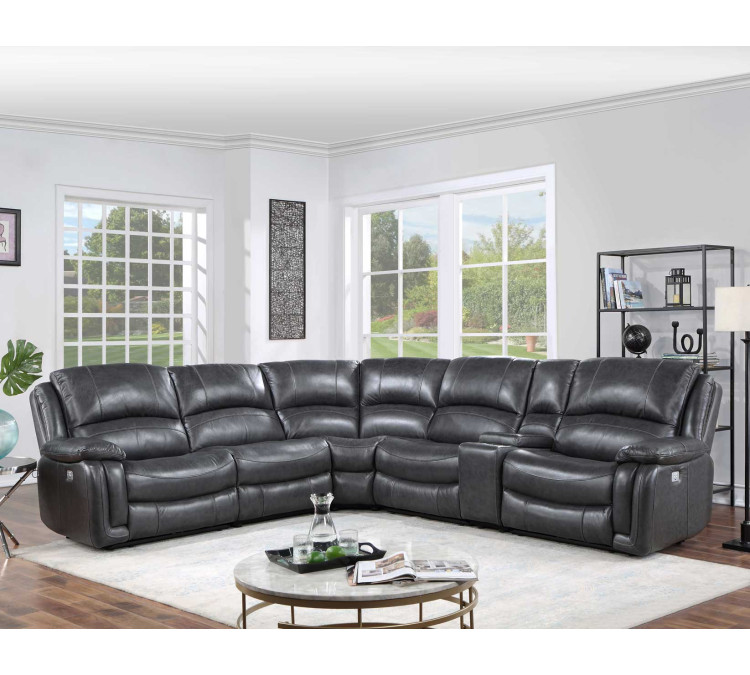 Denver Dual/Power 6/Piece Sectional - Charcoal