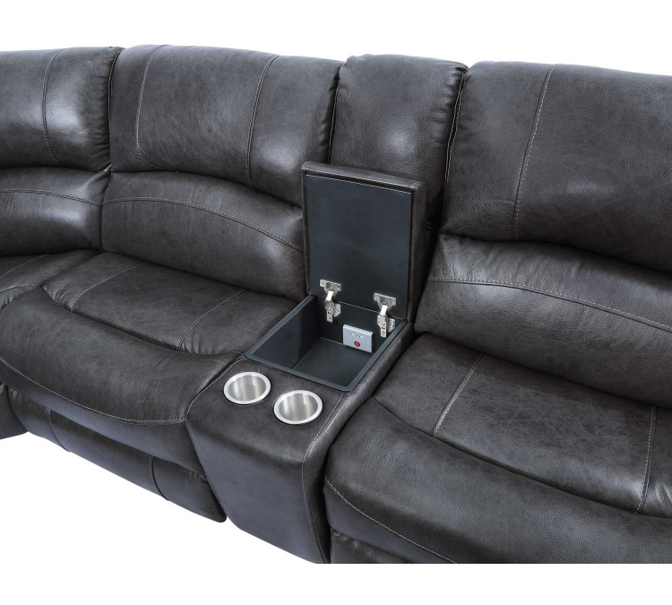 Denver Dual/Power 6/Piece Sectional - Charcoal