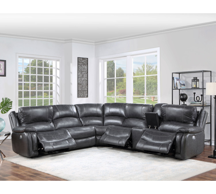 Denver Dual/Power 6/Piece Sectional - Charcoal