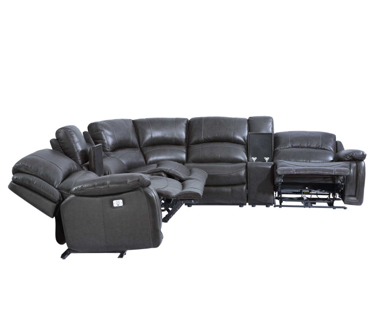 Denver Dual/Power 6/Piece Sectional - Charcoal