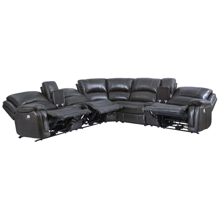 Denver Dual/Power 6/Piece Sectional - Charcoal
