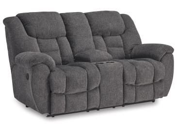 Foreside Reclining Loveseat with Console - Charcoal