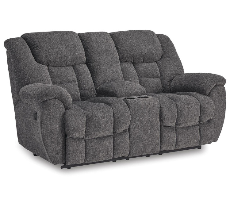 Foreside Reclining Loveseat with Console - Charcoal