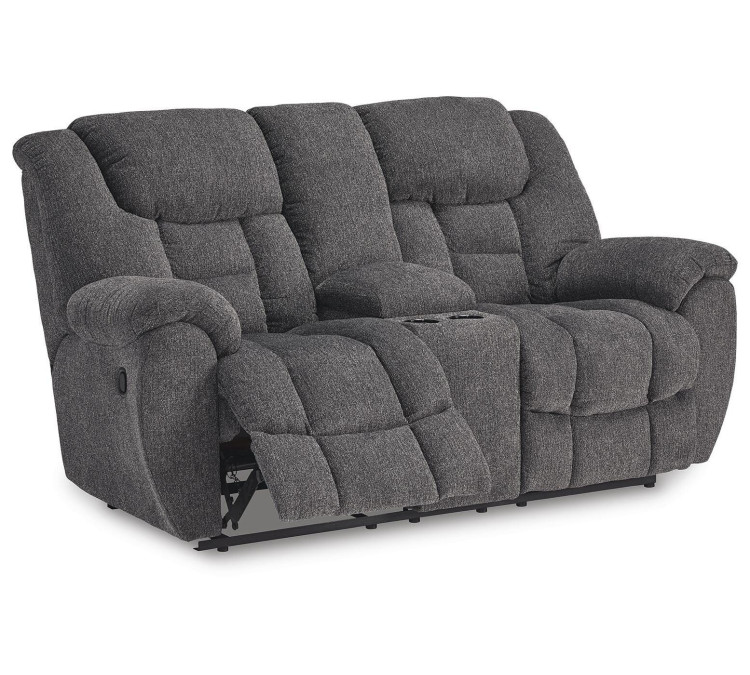Foreside Reclining Loveseat with Console - Charcoal