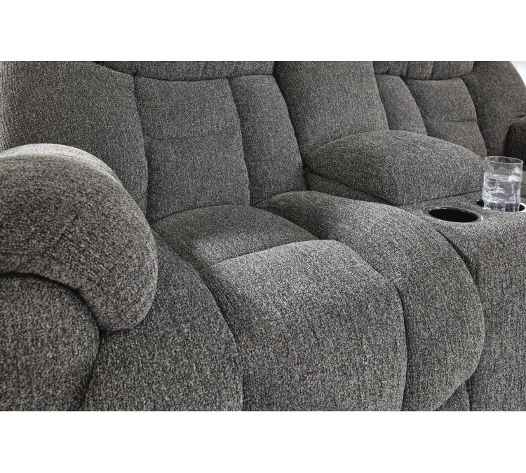 Foreside Reclining Loveseat with Console - Charcoal