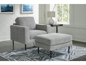Hazela Chair and Ottoman - Charcoal