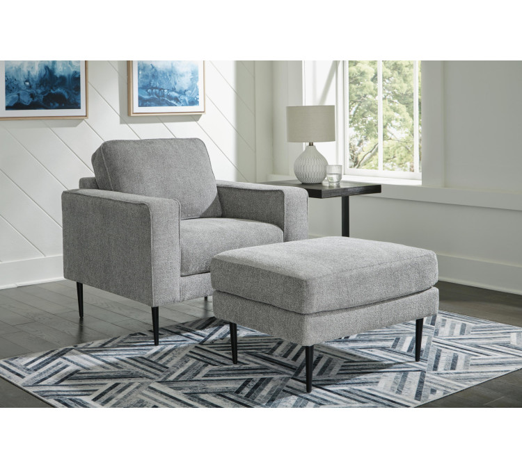 Hazela Chair and Ottoman - Charcoal