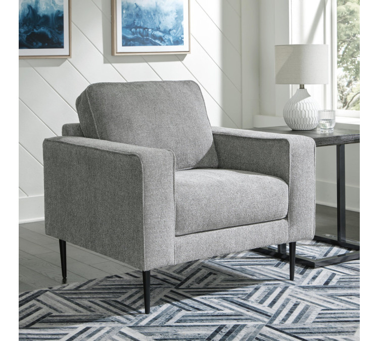 Hazela Chair and Ottoman - Charcoal