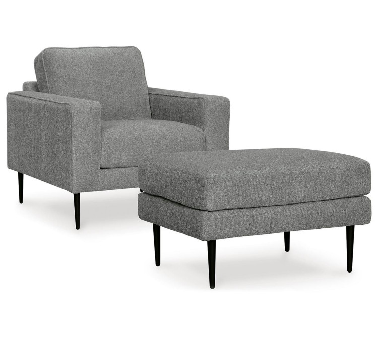 Hazela Chair and Ottoman - Charcoal