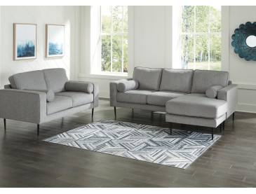 Hazela Sofa Chaise and Loveseat - Charcoal