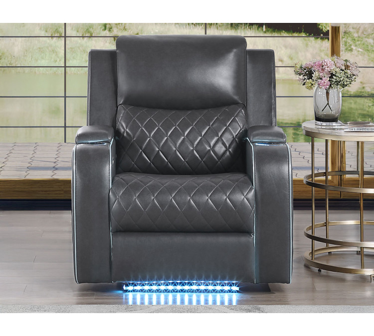 Luna Home Cinema Power Recliner, Vegan Leather - Charcoal