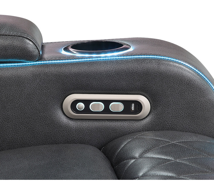 Luna Home Cinema Power Recliner, Vegan Leather - Charcoal