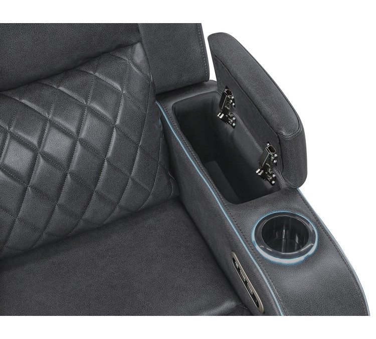 Luna Home Cinema Power Recliner, Vegan Leather - Charcoal
