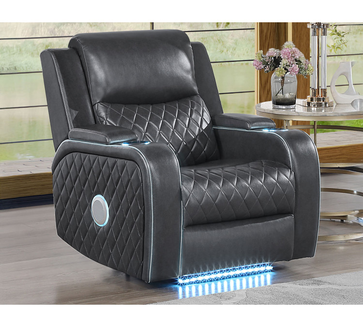 Luna Home Cinema Power Recliner, Vegan Leather - Charcoal