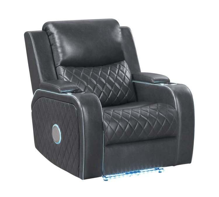 Luna Home Cinema Power Recliner, Vegan Leather - Charcoal