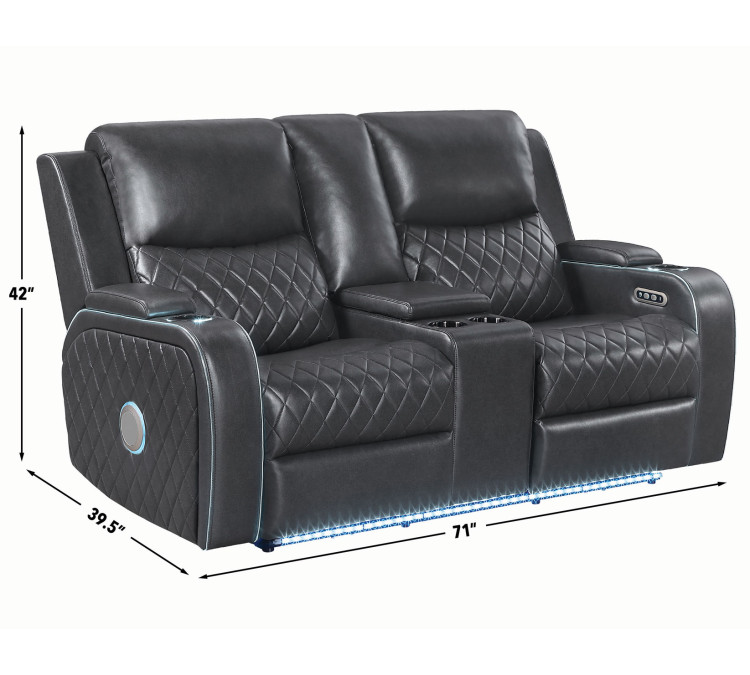 Luna Home Cinema Power Reclining - Charcoal
