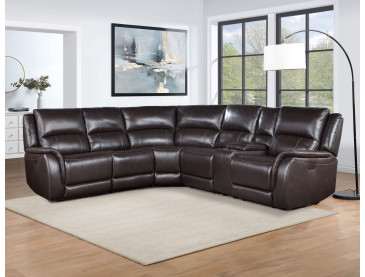 Alexandria Leather 6/Piece Power Reclining Set - Chocolate