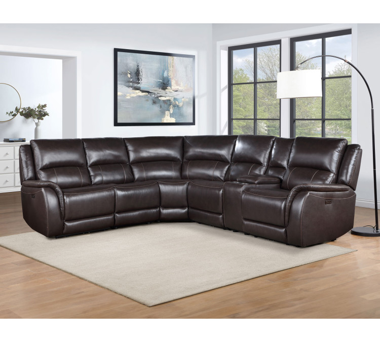 Alexandria Leather 6/Piece Power Reclining Set - Chocolate