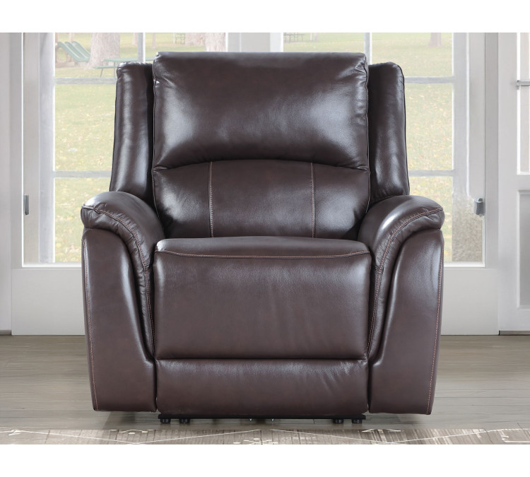 Alexandria Leather Power Recliner - Chocolate