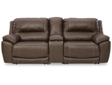 Dunleith 3-Piece Power Reclining Loveseat with Console - Chocolate