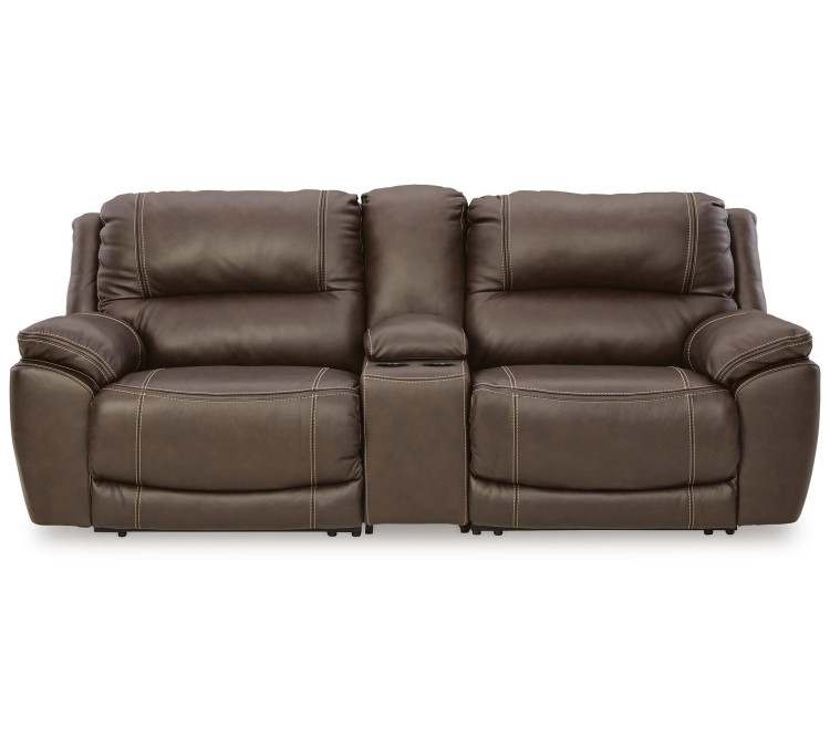 Dunleith 3-Piece Power Reclining Loveseat with Console - Chocolate