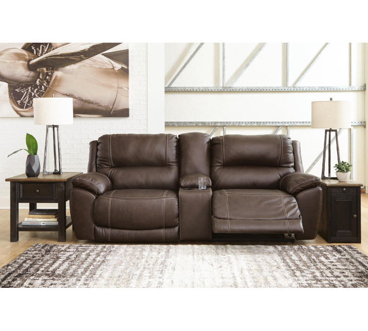 Dunleith 3-Piece Power Reclining Loveseat with Console - Chocolate