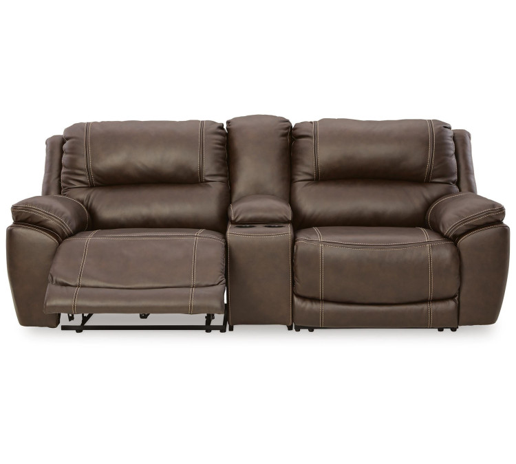 Dunleith 3-Piece Power Reclining Loveseat with Console - Chocolate