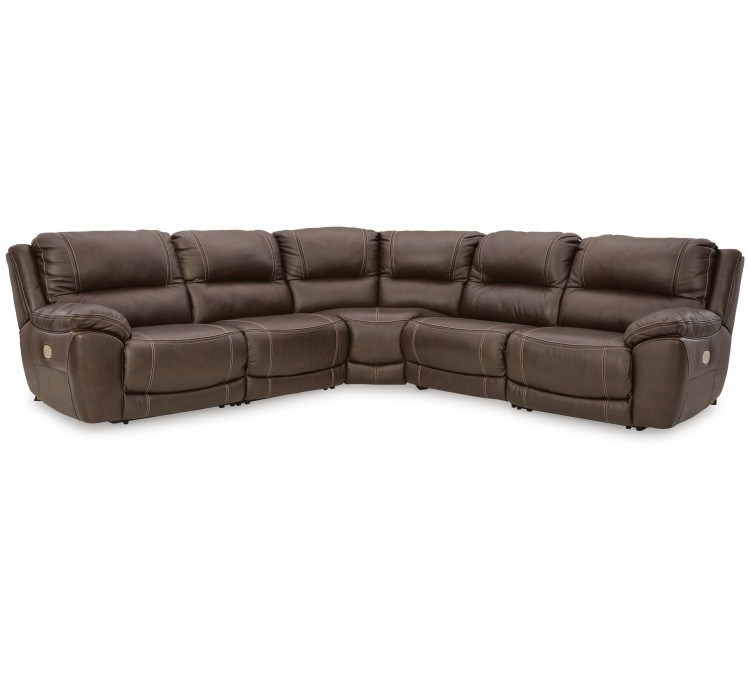 Dunleith 5-Piece Power Reclining Sectional - Chocolate