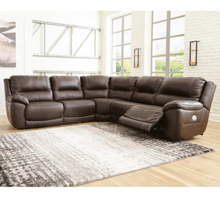 Dunleith 5-Piece Power Reclining Sectional - Chocolate