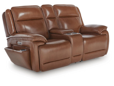 Healy Pier Power Reclining Loveseat with Console - Chocolate