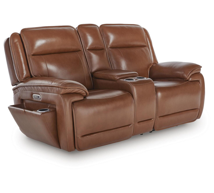 Healy Pier Power Reclining Loveseat with Console - Chocolate